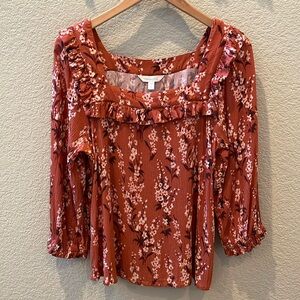 Garnet Hill Jasmine Crepe Blouse, size Medium, one of GH’s Signature Prints